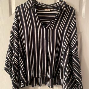AG Navy and White Striped Blouse